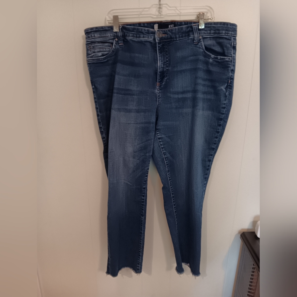 Kut Skinny Crop Raw Hem Ankle  Blue Jeans